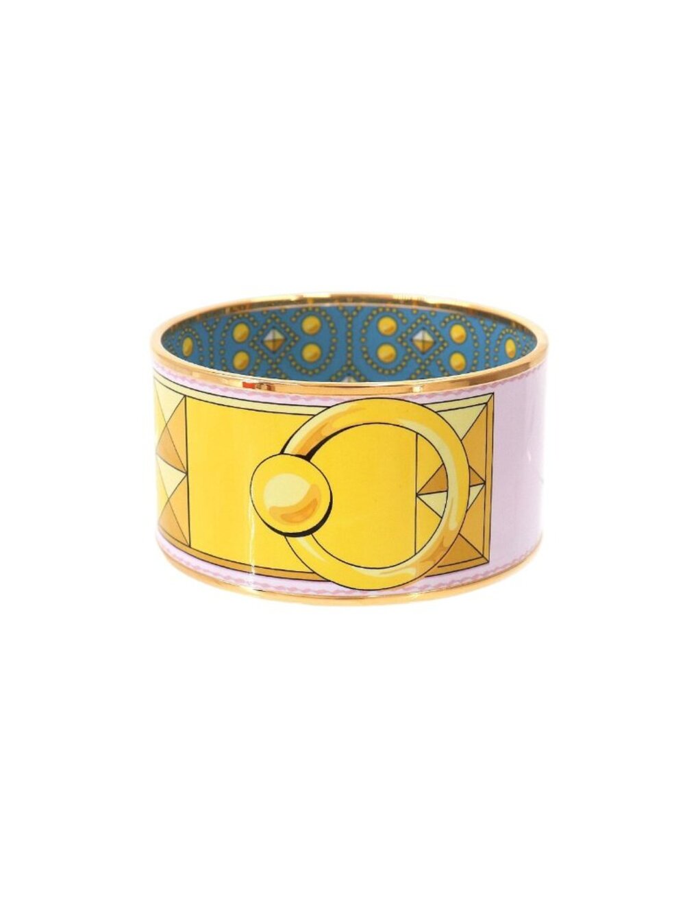 Hermes Enamel TGM Bangle Bracelet Yellow Pink Gold Email TGM